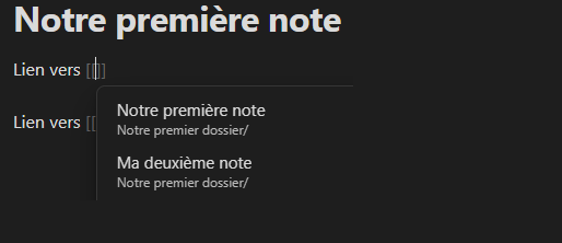 Lien vers une note - Edition